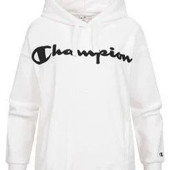 Champion Damen Hoodie Mit Kapuze Und Logo Gestickt Weiß Schwarz