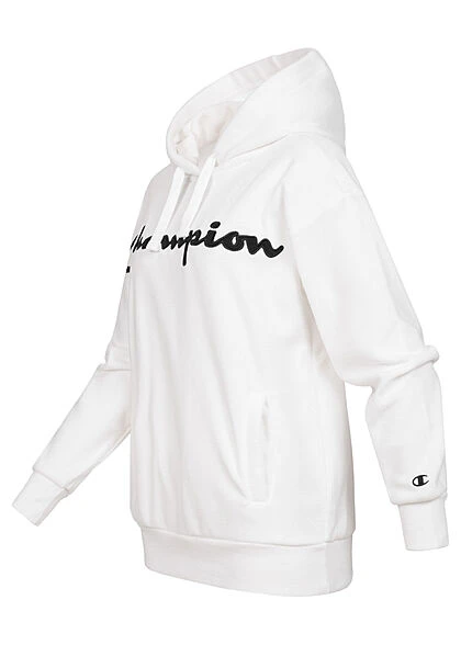 Champion Damen Hoodie Mit Kapuze Und Logo Gestickt Weiß Schwarz 4 Champion Damen Hoodie Mit Kapuze Und Logo Gestickt Weiß Schwarz – Bild 2