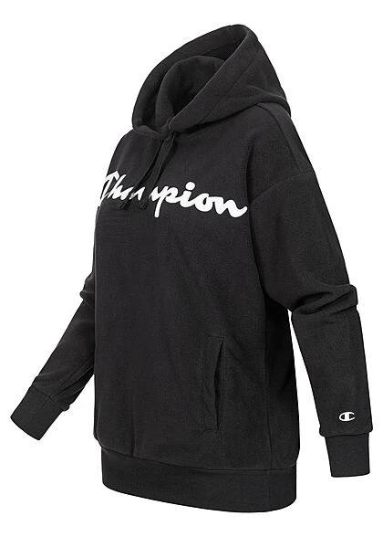 Champion Damen Hoodie Mit Kapuze Und Logo Gestickt Schwarz Weiss 4 Champion Damen Hoodie Mit Kapuze Und Logo Gestickt Schwarz Weiss – Bild 2