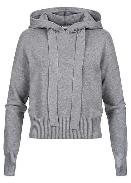 Noisy May Damen NOOS Hoodie Strickpullover Mit Kapuze & Breiten Kordeln Medium Grau 3 Noisy May Damen NOOS Hoodie Strickpullover Mit Kapuze & Breiten Kordeln Medium Grau