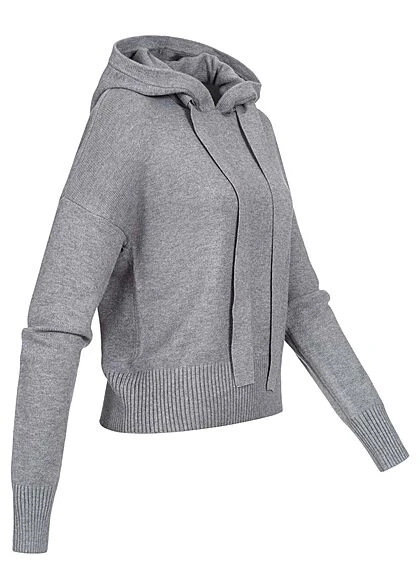 Noisy May Damen NOOS Hoodie Strickpullover Mit Kapuze & Breiten Kordeln Medium Grau 4 Noisy May Damen NOOS Hoodie Strickpullover Mit Kapuze & Breiten Kordeln Medium Grau – Bild 2