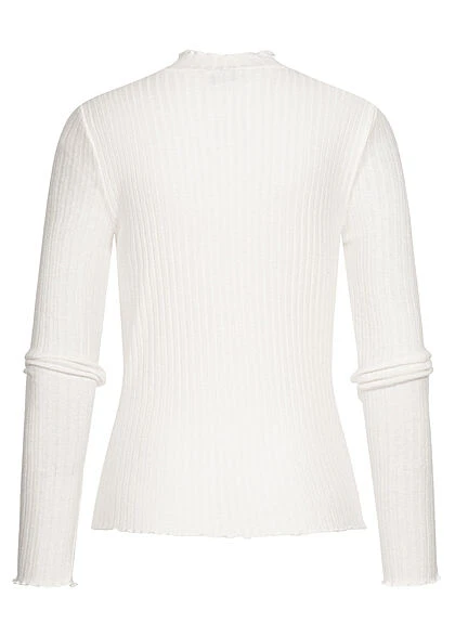 Noisy May Damen NOOS Ribbed Frill Viskose Longsleeve Mit Stehkragen Suger Swizzle Weiss 4 Noisy May Damen NOOS Ribbed Frill Viskose Longsleeve Mit Stehkragen Suger Swizzle Weiss – Bild 2