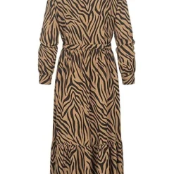 Styleboom Fashion Damen Viskose Maxi Kleid AOP Animal Bindegürtel Schwarz Braun -Vero Moda Verkaufsgeschäft 21106728 2
