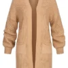 Styleboom Fashion Damen Struktur Strickcardigan Mit 2 Taschen Beige -Vero Moda Verkaufsgeschäft 21106778