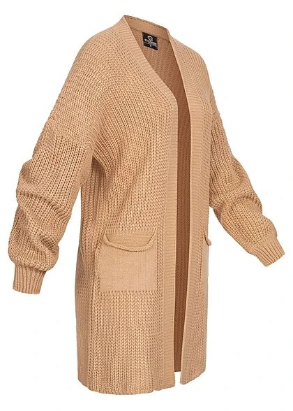 Styleboom Fashion Damen Struktur Strickcardigan Mit 2 Taschen Beige 4 Styleboom Fashion Damen Struktur Strickcardigan Mit 2 Taschen Beige – Bild 2