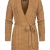 Styleboom Fashion Damen Midi Struktur Cardigan Mit Bindegürtel Camel Braun -Vero Moda Verkaufsgeschäft 21106799