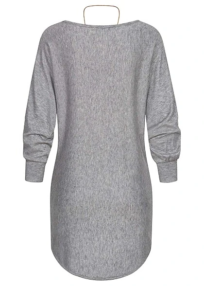 Cloud5ive Damen Shirt Mit Fledermausärmeln Inkl. Kette Silber Grau 4 Cloud5ive Damen Shirt Mit Fledermausärmeln Inkl. Kette Silber Grau – Bild 2