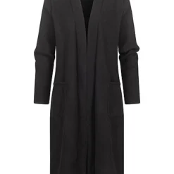 Styleboom Fashion Damen Cardigan Strickjacke Longform 2-Pockets Schwarz