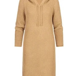 Styleboom Fashion Damen Strickkleid Mit Kapuze Camel Braun