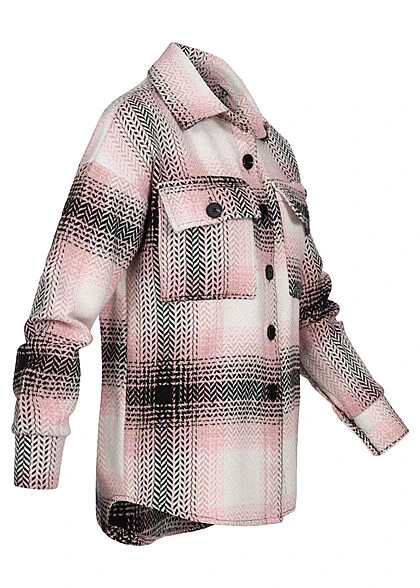 Styleboom Fashion Damen Shacket Hemdjacke Zick Zack Muster 2 Brusttaschen Rosa 4 Styleboom Fashion Damen Shacket Hemdjacke Zick Zack Muster 2 Brusttaschen Rosa – Bild 2
