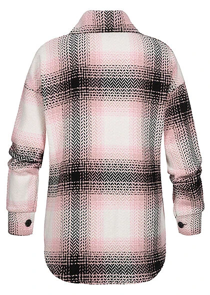 Styleboom Fashion Damen Shacket Hemdjacke Zick Zack Muster 2 Brusttaschen Rosa 5 Styleboom Fashion Damen Shacket Hemdjacke Zick Zack Muster 2 Brusttaschen Rosa – Bild 3