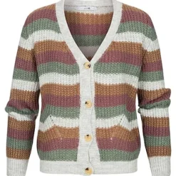 Hailys Damen Cardigan Strickjacke V-Neck Gestreift Multicolor