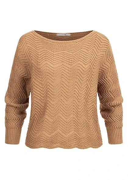 Hailys Damen Strickpullover Fledermausärmel Zick Zack Muster Coffee Braun 3 Hailys Damen Strickpullover Fledermausärmel Zick Zack Muster Coffee Braun