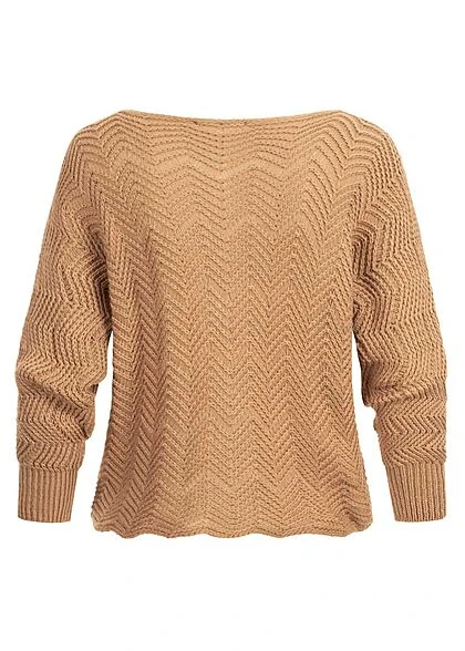 Hailys Damen Strickpullover Fledermausärmel Zick Zack Muster Coffee Braun 4 Hailys Damen Strickpullover Fledermausärmel Zick Zack Muster Coffee Braun – Bild 2