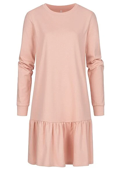 ONLY Damen NOOS Sweat Kleid Mit Ausgestellten Rock Smoke Rosa 3 ONLY Damen NOOS Sweat Kleid Mit Ausgestellten Rock Smoke Rosa