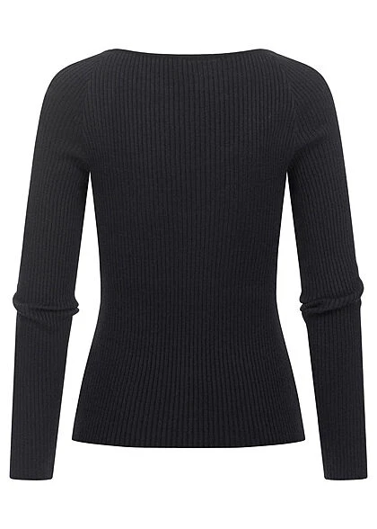 Vero Moda Damen Ribbed Viskose Longeleeve Pullover Mit Herzausschnitt Schwarz 4 Vero Moda Damen Ribbed Viskose Longeleeve Pullover Mit Herzausschnitt Schwarz – Bild 2