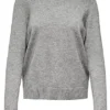 ONLY Damen NOOS Strickpullover Sweater Longsleeve Mit Rippbündchen Grau -Vero Moda Verkaufsgeschäft 21110125
