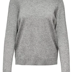 ONLY Damen NOOS Strickpullover Sweater Longsleeve Mit Rippbündchen Grau