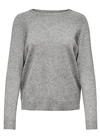 ONLY Damen NOOS Strickpullover Sweater Longsleeve Mit Rippbündchen Grau 3 ONLY Damen NOOS Strickpullover Sweater Longsleeve Mit Rippbündchen Grau