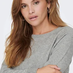 ONLY Damen NOOS Strickpullover Sweater Longsleeve Mit Rippbündchen Grau 7 ONLY Damen NOOS Strickpullover Sweater Longsleeve Mit Rippbündchen Grau -Vero Moda Verkaufsgeschäft 21110125 2