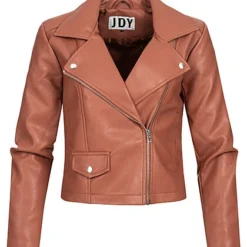 JACQUELINE DE YONG JDY By ONLY Damen NOOS Kurze Kunstleder Jacke Mit Asymmetrischen Zipper Copper