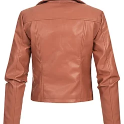 JACQUELINE DE YONG JDY By ONLY Damen NOOS Kurze Kunstleder Jacke Mit Asymmetrischen Zipper Copper -Vero Moda Verkaufsgeschäft 21110211 2