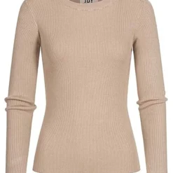 JACQUELINE DE YONG JDY By ONLY Damen Ribbed Viskose Longsleeve Pullover 3 Knöpfe Oben Simply Taupe