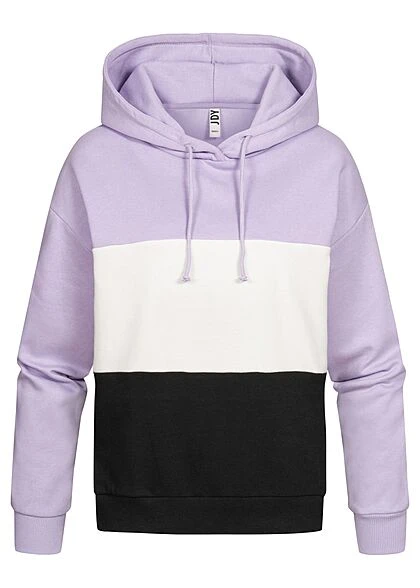 JACQUELINE DE YONG JDY By ONLY Damen Colorblock Sweat Hoodie Mit Kapuze & Tunnelzug Lila Weiss Schwarz 3 JACQUELINE DE YONG JDY By ONLY Damen Colorblock Sweat Hoodie Mit Kapuze & Tunnelzug Lila Weiss Schwarz