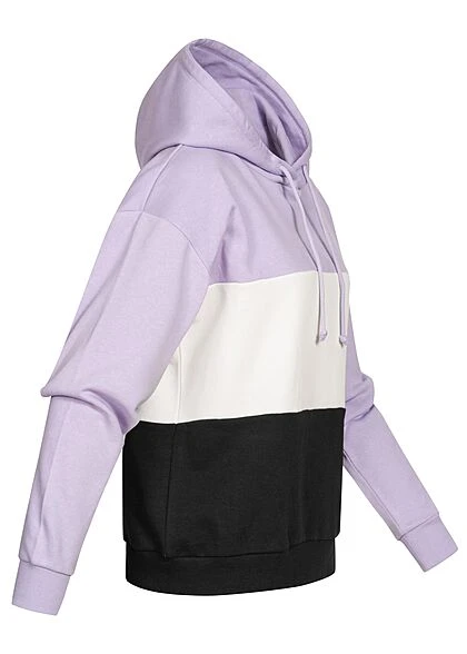 JACQUELINE DE YONG JDY By ONLY Damen Colorblock Sweat Hoodie Mit Kapuze & Tunnelzug Lila Weiss Schwarz 4 JACQUELINE DE YONG JDY By ONLY Damen Colorblock Sweat Hoodie Mit Kapuze & Tunnelzug Lila Weiss Schwarz – Bild 2