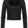 ONLY Damen Kurzer Struktur Pullover Longsleeve Schwarz 2 ONLY Damen Kurzer Struktur Pullover Longsleeve Schwarz -Vero Moda Verkaufsgeschäft 21110277