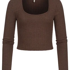 ONLY Damen Kurzer Struktur Pullover Longsleeve Shopping Bag Dunkel Braun 6 ONLY Damen Kurzer Struktur Pullover Longsleeve Shopping Bag Dunkel Braun -Vero Moda Verkaufsgeschäft 21110278 1