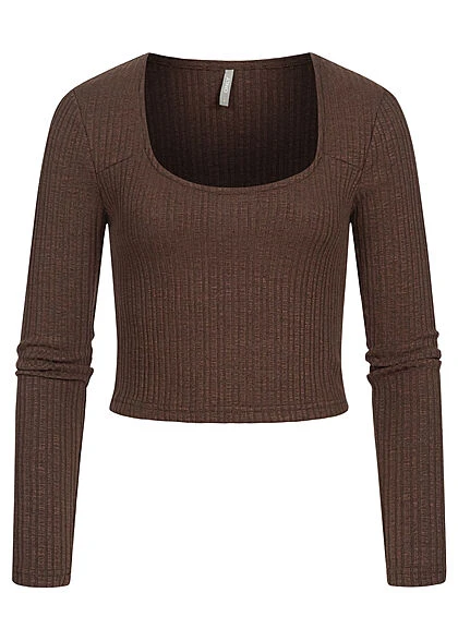 ONLY Damen Kurzer Struktur Pullover Longsleeve Shopping Bag Dunkel Braun 4 ONLY Damen Kurzer Struktur Pullover Longsleeve Shopping Bag Dunkel Braun – Bild 2
