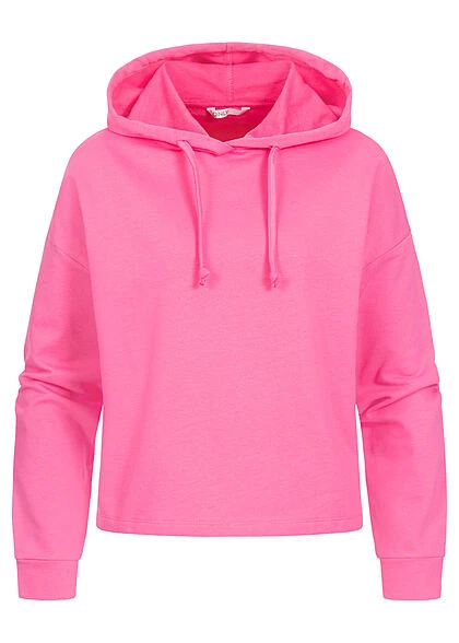ONLY Damen NOOS Kurzer Basic Hoodie Mit Kapuze & Tunnelzug Gin Fizz Pink 3 ONLY Damen NOOS Kurzer Basic Hoodie Mit Kapuze & Tunnelzug Gin Fizz Pink