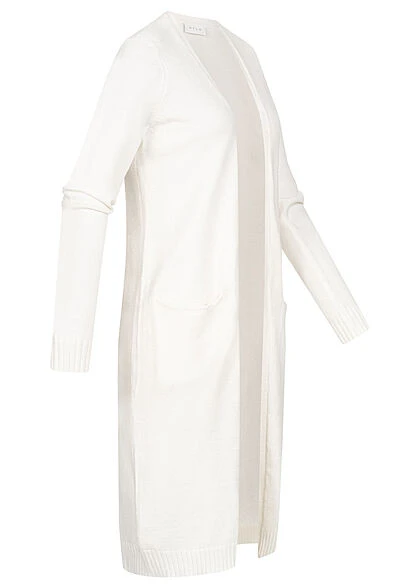 VILA Damen NOOS Longform Cardigan Offener Schnitt 2-Pockets Alyssum Weiss 4 VILA Damen NOOS Longform Cardigan Offener Schnitt 2-Pockets Alyssum Weiss – Bild 2