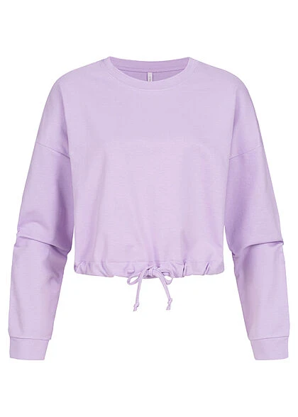 ONLY Damen NOOS Kurzer Pullover Sweater Mit Tunnelzug Zum Schnüren Lavender Lila 3 ONLY Damen NOOS Kurzer Pullover Sweater Mit Tunnelzug Zum Schnüren Lavender Lila