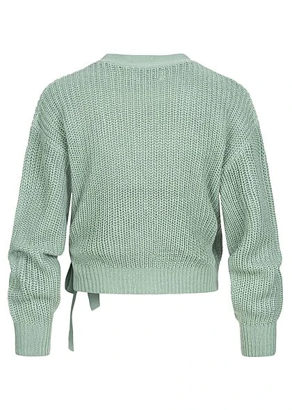 ONLY Damen NOOS Kurzer V-Neck Wickelcardigan Zum Binden Chinois Grün 5 ONLY Damen NOOS Kurzer V-Neck Wickelcardigan Zum Binden Chinois Grün – Bild 3