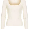 ONLY Damen NOOS Basic Ribbed Longsleeve Knopfleiste Carree-Ausschnitt Cloud Weiss 1 ONLY Damen NOOS Basic Ribbed Longsleeve Knopfleiste Carree-Ausschnitt Cloud Weiss -Vero Moda Verkaufsgeschäft 21110409