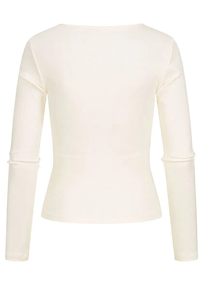 ONLY Damen NOOS Basic Ribbed Longsleeve Knopfleiste Carree-Ausschnitt Cloud Weiss 4 ONLY Damen NOOS Basic Ribbed Longsleeve Knopfleiste Carree-Ausschnitt Cloud Weiss – Bild 2