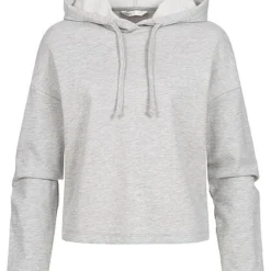 ONLY Damen NOOS Kurzer Basic Hoodie Mit Kapuze & Tunnelzug Hellgrau Melange