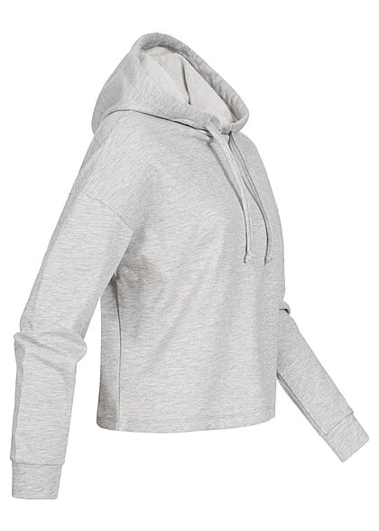 ONLY Damen NOOS Kurzer Basic Hoodie Mit Kapuze & Tunnelzug Hellgrau Melange 4 ONLY Damen NOOS Kurzer Basic Hoodie Mit Kapuze & Tunnelzug Hellgrau Melange – Bild 2