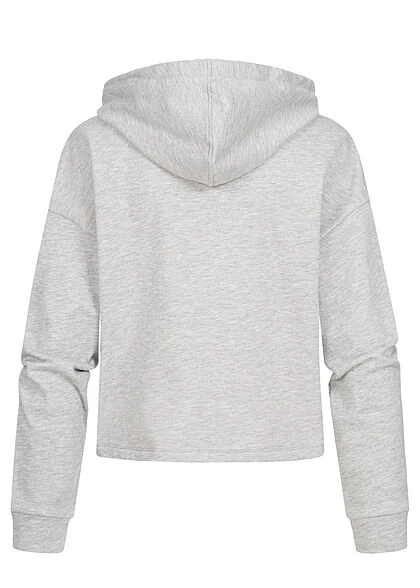 ONLY Damen NOOS Kurzer Basic Hoodie Mit Kapuze & Tunnelzug Hellgrau Melange 5 ONLY Damen NOOS Kurzer Basic Hoodie Mit Kapuze & Tunnelzug Hellgrau Melange – Bild 3