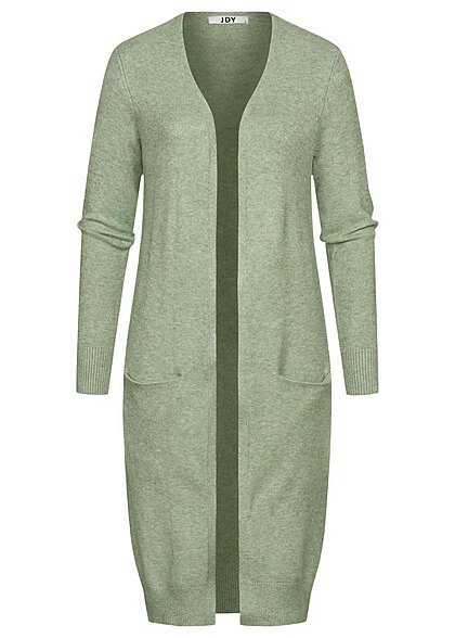 JACQUELINE DE YONG JDY By ONLY Damen NOOS Longform Cardigan 2-Pockets Basil Grün 3 JACQUELINE DE YONG JDY By ONLY Damen NOOS Longform Cardigan 2-Pockets Basil Grün