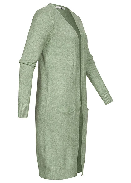JACQUELINE DE YONG JDY By ONLY Damen NOOS Longform Cardigan 2-Pockets Basil Grün 4 JACQUELINE DE YONG JDY By ONLY Damen NOOS Longform Cardigan 2-Pockets Basil Grün – Bild 2