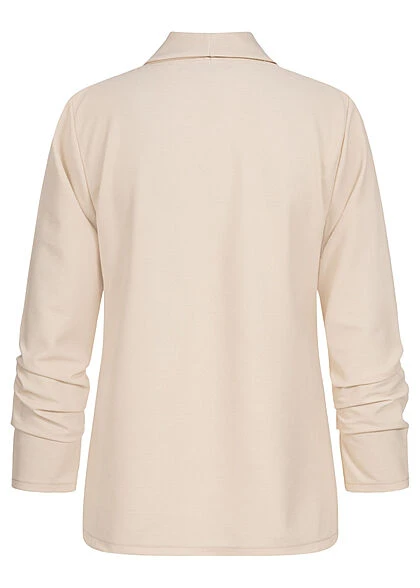 Cloud5ive Damen Blazer Mit Raffdetail Am Ärmel & 2 Angedeuteten Taschen Beige 5 Cloud5ive Damen Blazer Mit Raffdetail Am Ärmel & 2 Angedeuteten Taschen Beige – Bild 3