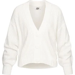 JACQUELINE DE YONG JDY By ONLY Damen V-Neck Strickcardigan Mit Knopfleiste Cloud Dancer Weiss