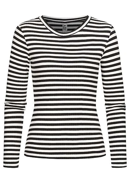 JACQUELINE DE YONG JDY By ONLY Damen Ribbed Longsleeve Pullover Mit Streifen Muster Schwarz Weiss 3 JACQUELINE DE YONG JDY By ONLY Damen Ribbed Longsleeve Pullover Mit Streifen Muster Schwarz Weiss