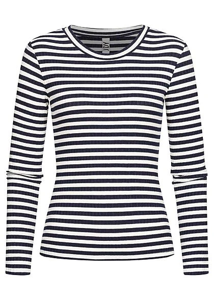 JACQUELINE DE YONG JDY By ONLY Damen Ribbed Longsleeve Pullover Mit Streifen Muster Iris Blau 3 JACQUELINE DE YONG JDY By ONLY Damen Ribbed Longsleeve Pullover Mit Streifen Muster Iris Blau