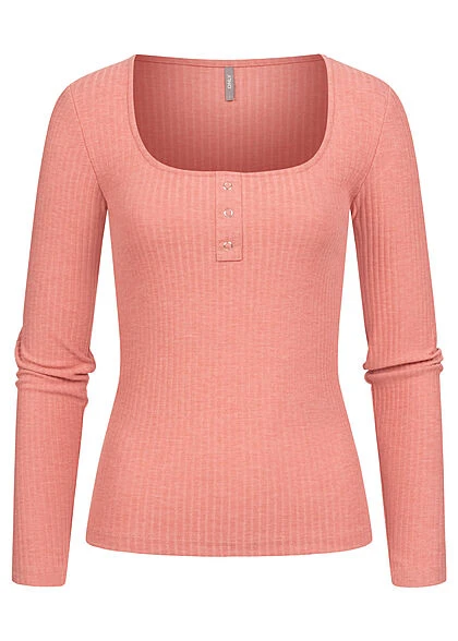 ONLY Damen Ribbed Plancket Longsleeve Leichter Pullover Deko Knopfleiste Rosette Rosa 3 ONLY Damen Ribbed Plancket Longsleeve Leichter Pullover Deko Knopfleiste Rosette Rosa