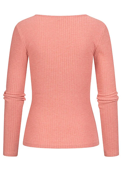 ONLY Damen Ribbed Plancket Longsleeve Leichter Pullover Deko Knopfleiste Rosette Rosa 4 ONLY Damen Ribbed Plancket Longsleeve Leichter Pullover Deko Knopfleiste Rosette Rosa – Bild 2