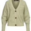 Vero Moda Damen NOOS V-Neck Cuff Strickcardigan Mit Knopfleiste Desert Sage Grün -Vero Moda Verkaufsgeschäft 21120553